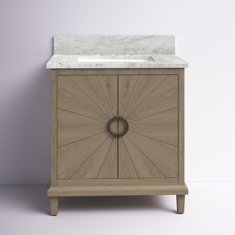 Mistana™ Bustillos 31'' Freestanding Single Bathroom Vanity with Blue Limestone Vanity Top